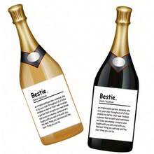 6pcs Self-Adhesive Funny Happy Birthday Wine Bottle Labels, Suitable For Men And Women, Friendship Gift, Birthday Gift, Wine Bottle Stickers, Cute Aesthetic Small Items, Unique Single Item, Valentine's Day Gift Labels - White - View 4