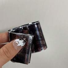 6pcs Marble Gray-Brown Gradient Autumn/Winter Fashionable Amber Nail Art Stamping Plates, Gray Leopard Animal Print Nail Stickers DIY - Brown - View 7