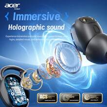 Acer 宏碁官方正品 OHR507 蓝牙耳机，TWS 无线入耳式耳机，立体声低音，睡眠模式，低延迟游戏，舒适佩戴，适合学习、商务、运动、骑行，兼容手机、平板电脑、笔记本电脑，是圣诞节和情人节的理想礼物 - 黑色 - 查看 6