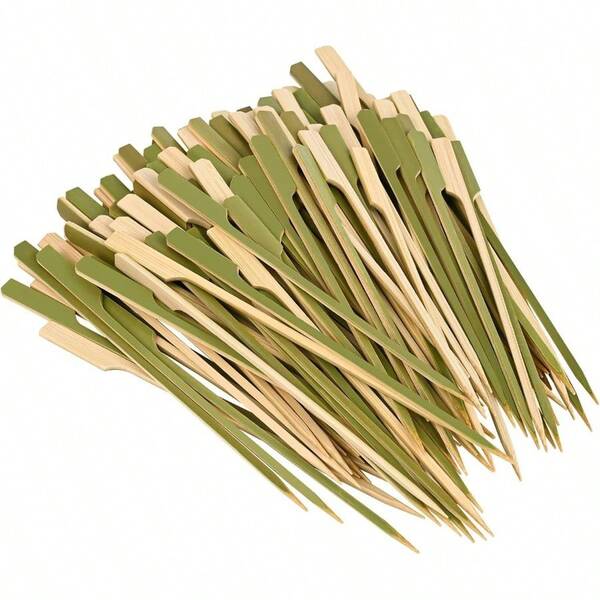 10 Inch200 Pack Wooden Paddle Picks Skewers Grilling Appetizers Fruit Kabobs Sandwich Barbeque Snacksu2026