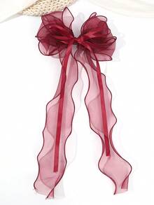 1 pièce Accessoire de cheveux à clip en forme de gros nœud en maille bordeaux rouge de mode pour Noël, convient pour un port quotidien, pinces à cheveux, barrettes, épingles à cheveux - Rouge foncé - Voir 11