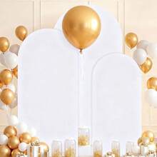 eluckya Arched Backdrop, 6ft, 6.6ft, 7.2ft, Double-Sided Stretch Fabric, Arched Backdrop, Dome Arched Backdrop, Suitable For Birthday Parties, Baby Showers, Gender Reveal Parties, Decorative Arches, Wedding Banners, Wedding Arch Support Decorations (Backdrop Only, Support Not Included). - 白色 - 查看 2