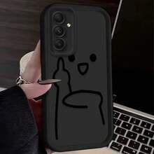 1pc Cartoon Funny Despise Gesture Phone Case For Samsung Galaxy A14 A15 5G S21 S22 S23 S24 S25 FE Plus Ultra A25 A35 A52 A53 A54 A55 - 黑色 - 查看 7