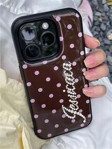 Customized Luxury Rhinestone Polka Dot Personalized Letter Name Phone Case, Compatible With IPhone 17 Pro Max, 17, 16, 15, 14, 13, 12 Pro Max, 14, 15, 16 Plus, Shock-Proof Protective Cover
