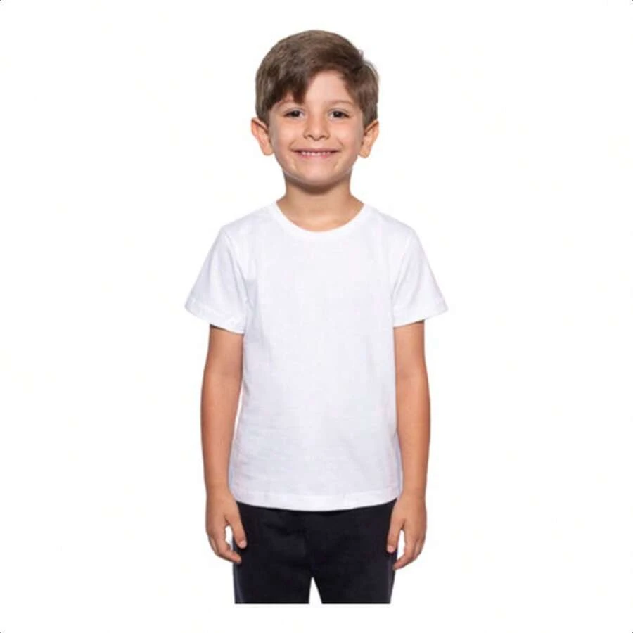 Girls' Short-Sleeve T-Shirt, 100% Cotton - White P - View 1