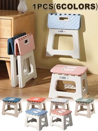 Bärbar hopfällbar stol, modern öppen hopfällbar förvaringspall med handtag, flerfärgsval röd rosa grå grön blå högkvalitativt material robust och hållbart, bärbara möbelstolar ingen montering krävs, platsbesparande design lätt att förvara, perfekt för resor picknick fiske utomhus inomhus och utomhusbruk, unisex