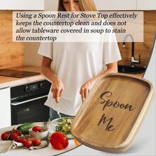 Giá để thìa Acacia cho quầy bếp, Giá để thìa cho bếp, Giá để thìa nhà bếp cho quầy bếp, Giá để thìa cà phê, Có chân silicon chống trượt, Giá để thìa Farmhouse - Nâu nhạt - Xem 7