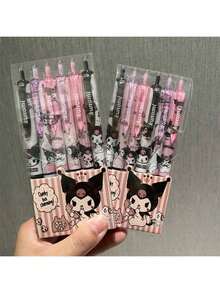 6pcs Cute Cartoon Design Neutral Ink Ballpoint Pen, 0.5mm Smooth Writing Quick Drying Retractable Pen, Kawaii Student-Style Office School Supplies, Perfect Christmas Gift