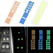 1pc Car Window Switch Button Sticker, Glow-In-The-Dark Design, Easy To Apply And Remove, Car Door Safety Decorative Decal - Multicolor - View 10