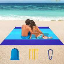 Manta de Playa 200 x 210 cm Compacta Alfombras para Picnic Impermeable y Resistente a La Arena Plegable Tapete de Viaje con Bolsa portátil para Playa Césped Parque Senderismo Camping Yoga - Azul - Ver 1