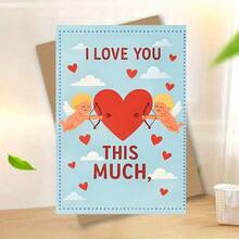 1pc "I LOVE YOU THIS MUCH" Unique Valentine's Day Greeting Card, Cupid Shooting Heart Design, Best Gift For Your Loved One, High-Quality Card With Envelope (12x17cm)/(4.72x6.7in) - Multicolor - View 10