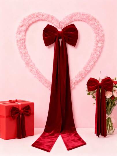 1個 バレンタインデー 大きなリボン - ホリデーリボンギフトボウ、ホリデー、バレンタインデーの装飾、バレンタインデーのリボン、バレンタインデーの装飾用リボン、リース装飾クリスマスツリーリボン、ホリデーの装飾、リボン、レッドリボン