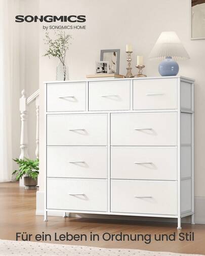 SONGMICS Kommode, Schrank,  Aufbewahrungsschrank, Stahl, MDF, Vliesstoff, für Schlafzimmer, Flur, Wohnzimmer