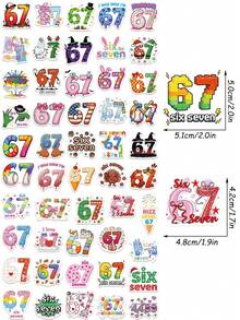 50pcs Six Seven Sticker Funny 6 7 MEME Decals For Water Bottles Laptop Luggage Phone Case Stationery Sticker Boys Girls Toy Gifts - Multicolor - View 6