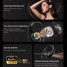 Lenovo Enovo EA360 OWS 无线耳机 TWS 挂耳式耳机 蓝牙 5.4 触控立体环绕声运动耳机 App - 黑色 - 查看 2