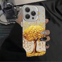 1pcs Golden Coin Tree Phone Case Compatible with Apple Phone 17ProMax 16 15 14 13 12 11ProMax Pro Xs Max XS X 7plus 8plus Galaxy S21 S22 S23 S24 S25 Ultra Antidrop Phone Case Silicone Vintage Light Luxury Style Elegant Stunning Can Be Given To Friends Can Be Given To A Lover - Plateado - Ver 3