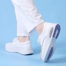 Scarpe da infermiera bianche da donna, suola morbida, traspiranti, antiscivolo, resistenti all'usura, confortevoli per un lungo utilizzo, adatte per uso interno ed esterno, ideali per infermiere e personale ospedaliero - Bianco - Visualizzare 6