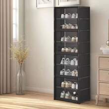 多层鞋架，家用走廊收纳架，简约防尘鞋柜，带盖鞋架收纳架，透明翻门鞋柜，可收纳包包、书籍、衣物、玩具，落地式家用防尘收纳柜，多层收纳架