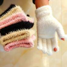 1 Pair Unisex Solid Color Casual Soft Elastic Touchscreen Gloves, Warm And Windproof, Suitable For Office, Touchscreen, Writing For Students, Autumn/Winter - Multicolor - View 2