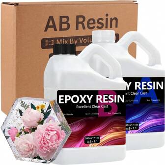 1000ml/34oz Crystal Clear Epoxy Resin Kit, 1:1 AB Epoxy Resin Glue With Silicon Cups,Self-Leveling, Bubble-Free Coating And Casting Resin For DIY Art & Crafts, Jewelry, Coasters, Molds