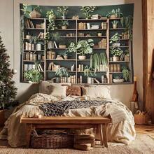 1pc Fantasy Library Tapestry Fairytale Tree Vintage Bookshelf Tapestry For Bedroom Retro Bookshelf Book Wall Decor For Classroom Study Room College Room Dorm, Durable Tapestries | Home Decor | 2D Flat | Festival Decor | Indoor Decor, Gift Tapestry - Style 2 - 查看 5