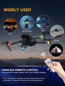 Upgraded Version With 4 LED Beads, 2/4/6 Wireless LED Strobe Light, With Remote Control, 8 Colors, Type-C Rechargeable LED Light, Anti-Collision Warning Light, Suitable For Cars, Motorcycles, Bicycles, Drones, Etc.