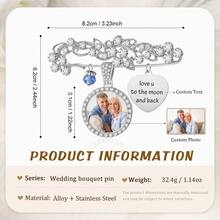 1pc Personalized Memorial Brooch, Gift For Bride, Customized Wedding Bouquet Photo Pendant, Memorial Wedding Boutonniere Brooch, Groom Lapel Pin - Multicolor - View 4