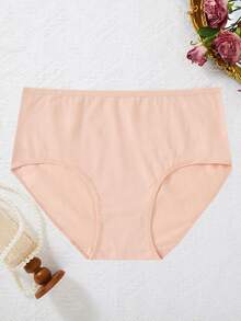 6 piezas Bragas de algodón de talla grande de unicolor, elegantes y cómodas de cintura alta - Multicolor - Ver 5