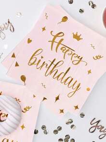 20 Peças Guardanapos de Papel Descartáveis de Luxo com Folha de Ouro Rosa, Dupla Camada, Adequados para Festa de Aniversário, Cerimônia de Formatura, Dia dos Namorados, Dia das Mães, Decoração de Mesa para Festa de Ano Novo - Multicolorido - Visão 3