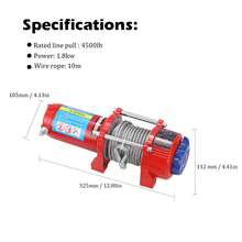 Winch Eléctrico Todoterreno Cable 4500 Lbs Remolque Utilitaro , Kit de cabrestante eléctrico de 12 V y 4500 libras Con Cuerda Acero Inoxidable, cabrestante impermeable IP68 todoterreno para camión, SUV - Multicolor - Ver 5