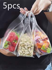 5/10/20 piezas Bolsas de almacenamiento de alimentos de silicona reutilizables, aptas para frutos secos, granos, verduras, frutas y aperitivos, bolsas de almacenamiento de cocina, bolsas para alimentos, bolsas de vacío para viajes, bolsas para mantener frescos en el refrigerador, bolsas de fiesta resellables transparentes, aptas para viajes y cocina en el hogar, bolsas de embalaje, bolsas de almacenamiento, bolsas transparentes, reutilizables - Multicolor - Ver 2