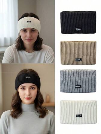 1pc Plain Polyester Casual Headband, Autumn/Winter Style