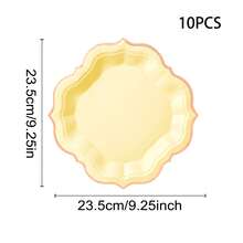 10pcs Platinum Party Plates, Gold Foil Dessert Paper Plates With Scalloped Edges, Disposable Cake Plates Suitable For Tea Party, Birthday, Bridal Shower, Baby Shower, Wedding Receptions - TOP - View 9