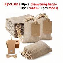 30pcs Total Premium Burlap Gift Bags With Drawstring & Tags - 4x6" Reusable Linen Sacks For Wedding Favors, Party Jewelry Pouches, Valentine's Day,Christmas DIY Crafts - Multicolor - View 1