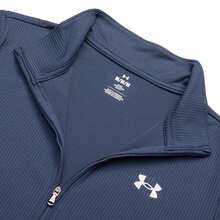 Under Armour 女士长袖T恤，科技罗纹半拉链款，灰色，轻便舒适，休闲日常运动上衣，1389857-044 - 藏青色 - 查看 3