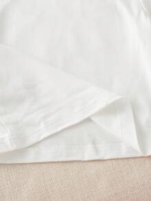 女婴情人节新品字母大蝴蝶结印花短袖圆领上衣+3D蝴蝶结装饰短裙套装，夏季 - 玫紅色 - 查看 10