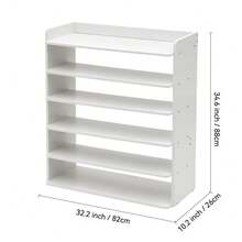 LIVINGANDHOME Living And Home 5-8 Tier Sturdy MDF Shoe Rack White Raised Guardrail Rounded Edges Vertical Storage Organizer For Home Entryway Bedroom Closet - White 82cm W X 26cm D X 88cm H - View 5