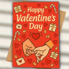 1pc "Happy Valentine's Day" Funny Valentine's Day Greeting Card, Hand-Drawn Heart Design, Best Gift For Lover, High-Quality Card With Envelope (12x17cm)/(4.72x6.7in) - Multicolor - View 13