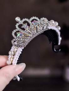 1个青少年皇冠发箍，公主风发饰，发髻固定器，马尾辫发夹 - A - 查看 5