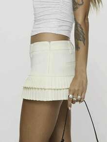 Women Y2K Ruffle Mini Skort Skirt Low Rise Layered Tiered Hem Short Skirt Summer Going Out Skirts Party Clubwear - 白色 - 查看 9