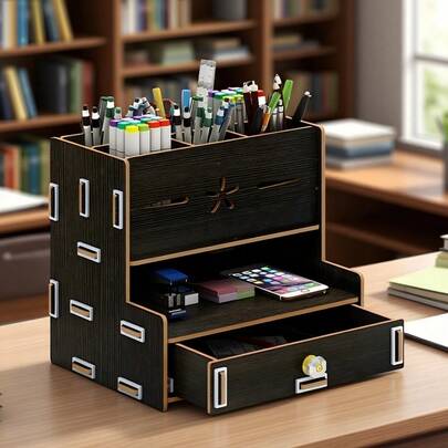 1pc Desktop Storage Box Is Suitable For Home Offices, Student Desks, And Professional Workstations, Saving Desktop Space.