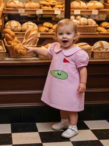 Toddler Baby Girl Golf Outfit Short Sleeve Dress Infant First Birthday Golfing A-Line Dresses Cute Summer Clothes - 粉色 - 查看 5