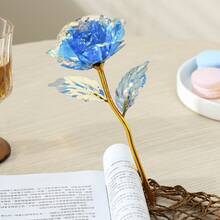 Colorful Artificial Roses With Gold Foil, Paired With Vibrant Leaves, Romantic Preserved Rose Petals With Glossy Finish, Maintenance-Free, Golden Stems, High-Quality And Durable, Ideal Gift For Valentine's Day, Birthday, Mother's Day, Wedding Parties And Holidays, Also Suitable For Home Decor, Party Decoration, Business Gifts, Wedding Decoration, Photography Props And Car Interiors.