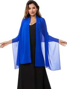 Chiffon Shawls Scarves Wraps For Bridal Wedding Party Evening Dress And Special Occasion Dresses - Royal Blue - View 3