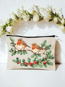 Diese charmante Kosmetiktasche mit einem Rotkehlchen- und Beerenzweig-Design ist eine leichte Reißverschlusstasche mit exquisitem beidseitigem Druck. Sie eignet sich nicht nur ideal zum Aufbewahren kleiner Gegenstände wie Toilettenartikel und Münzen (als praktische Münzbörse), sondern auch perfekt als Valentinstags-Geschenk oder Hochzeitsfavour., Reise-Toilettenartikel-Kosmetiktasche, Schminktisch-Dekoration, Kosmetiktasche, Reiseessentiell - Verschiedenfarbig - Übersicht 5