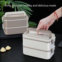 YQQ EVGATSAUTO Contenedores de Almuerzo Aislados Caja Apilable de 2 Niveles Contenedores de Almuerzo Aislados de Acero Inoxidable 304 Compartimento a Prueba de Fugas Contenedor de2179 - Damascoclaro - Ver 5