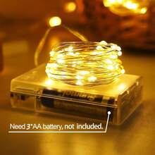 6-Piece Set Of Warm White Fairy String Lights For Christmas Decorations, Battery Powered, 39 Feet Total, 120 LED Mini Battery Powered Flashing Firefly Lights, Excellent DIY Choice, Party Lights, Valentine's Day Gift Lamp, Surprise Atmosphere Lights,It Can Be Set For 6 To 18 Hours - 暖白色 - 查看 7