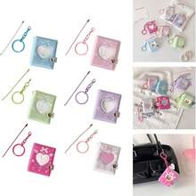 Bonuci 1 心形蝴蝶结 2 英寸迷你相册，情人节照片收纳相册带钥匙扣，口袋相册钥匙扣，适合作为情人节照片礼物、婚礼照片、钥匙扣相册、包包挂饰，可收纳人像照、证件照，透明照片收纳相册，可爱礼物 - 彩色 - 查看 4