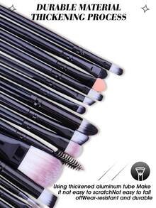 43件套化妆工具套装，包括：20支化妆刷套装+1个多功能防水拉链化妆包+4个化妆海绵+4个迷你化妆海绵+4个三角粉扑+4个迷你气垫粉扑+1个发圈+2个手碗挂绳+1个洁面海绵+2把梳子 - 黑色 - 查看 4