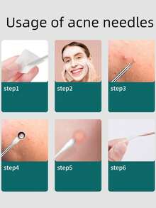 5pcs Micro Needle Acne Removal Tool Kit, Y2K Goth Travel Essentials - Pen Accessories, Sweatshirt, Strawberry Liquid Blush, Sleep Cap, Brooch, Vanity Makeup Brush, Foundation - Multicolor - View 7